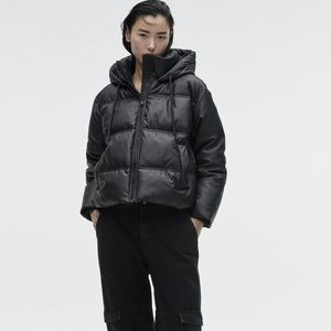Zara Faux Leather Puffer Coat XS